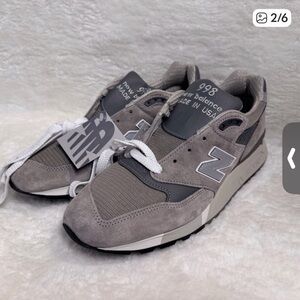 New Balance 998 Gray and White Sneakers